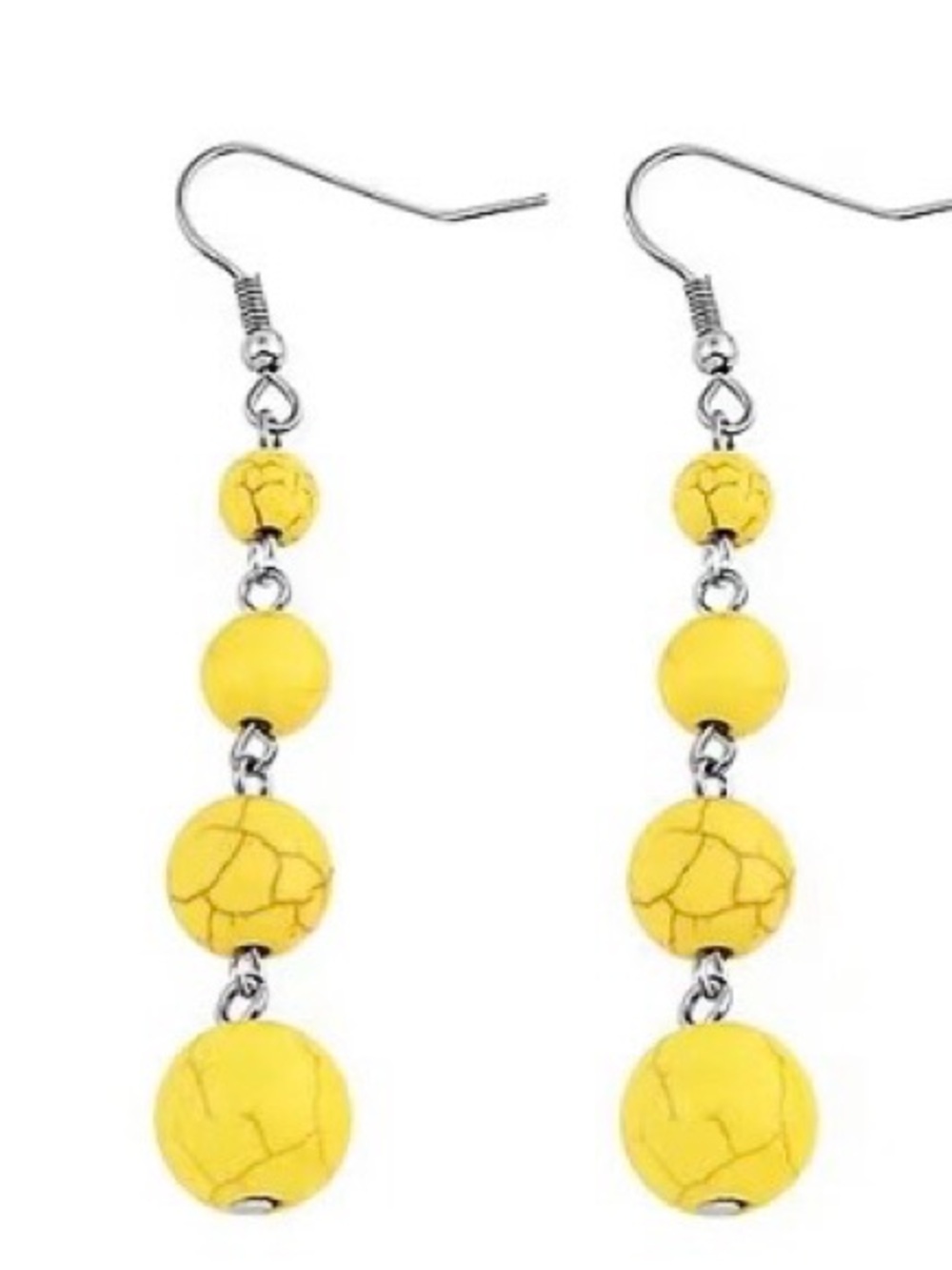 Constituted Yellow Howlite Beaded Dangle Earrings - NIP
